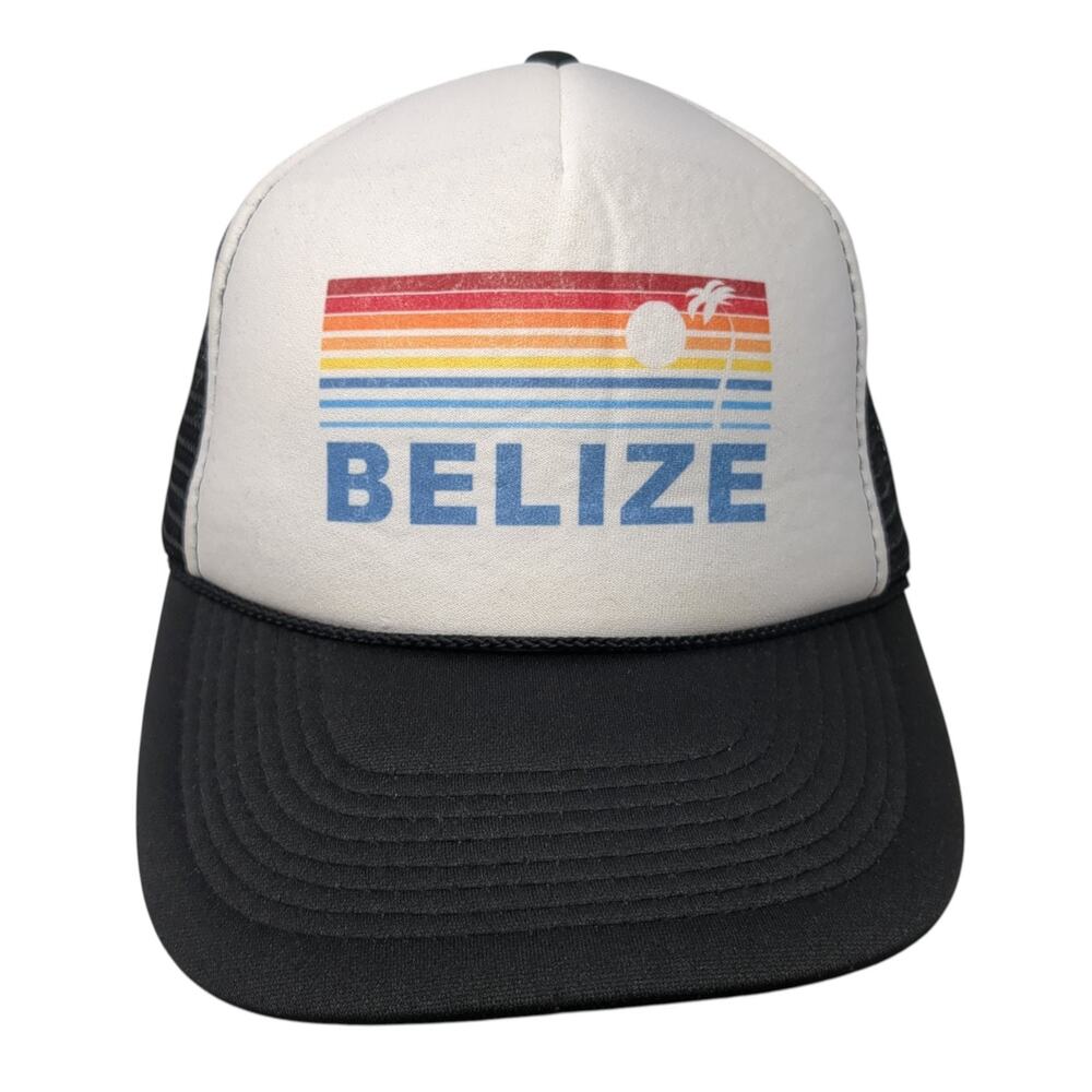 Belize Snapback Trucker Hat Black One Size Adjustable Mesh Back Rope Poly Otto
